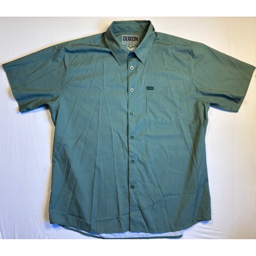 Men's Dixxon Benny Triple Stripe Pine Green Short Sleeve Button Up 2XL